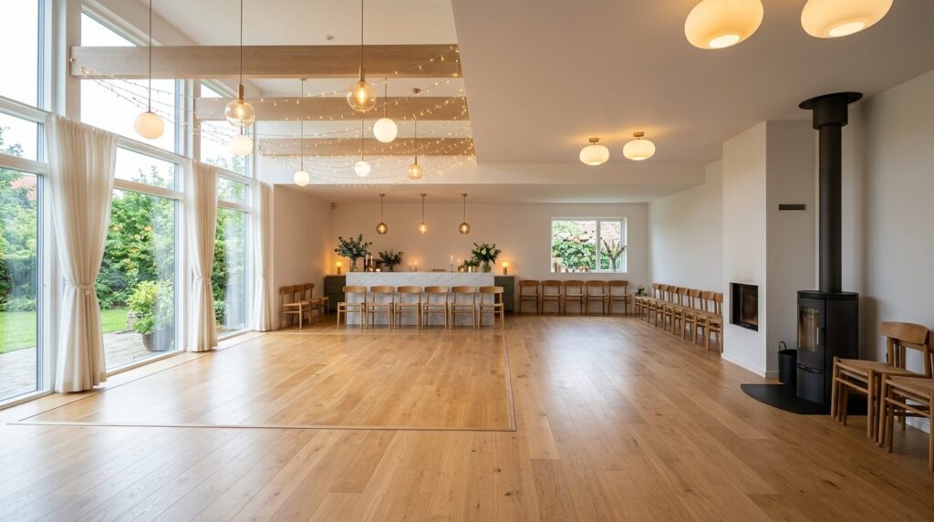 Bright, professional photograph of a contemporary Danish liv