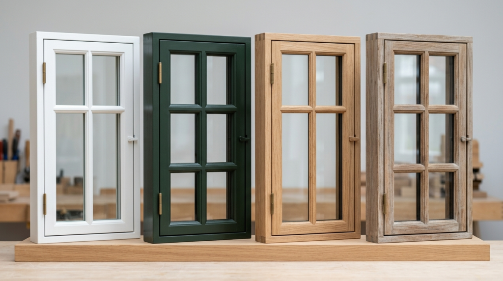 Detailed close-up stock photo of traditional Danish window f